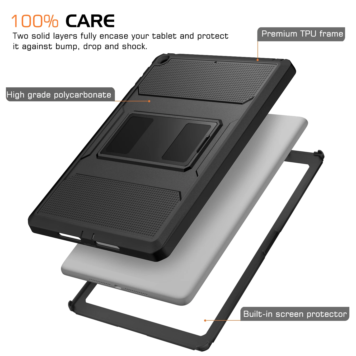 MoKo Case For 2018/2017 iPad 9.7 6th/5th Generation - [Heavy Duty] Shockproof Full Body Rugged Hybrid Cover with Built-in Screen