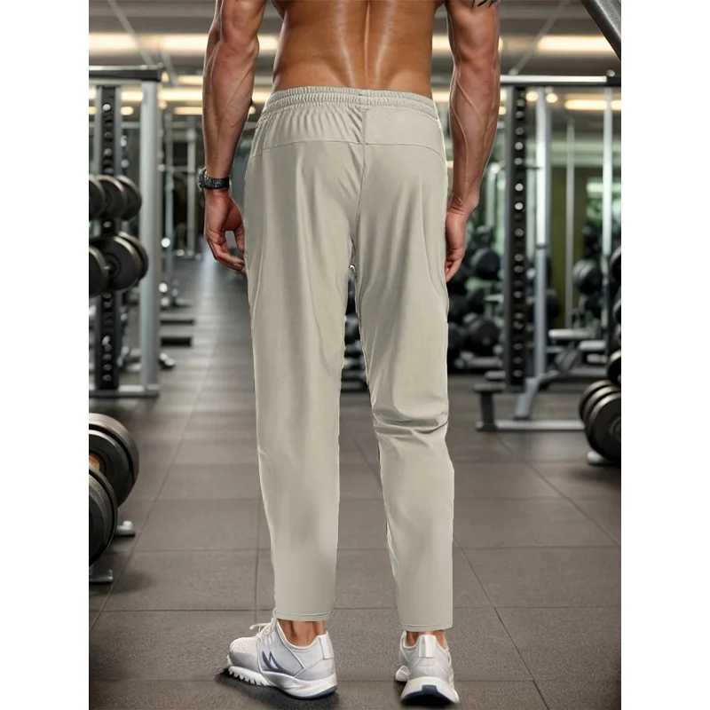 Pants 2pc Men's Casual Sports Ice Silk Breathable Refreshing Elastic Quick-Drying Sports Gift Baggy Man Football Jogger Straight