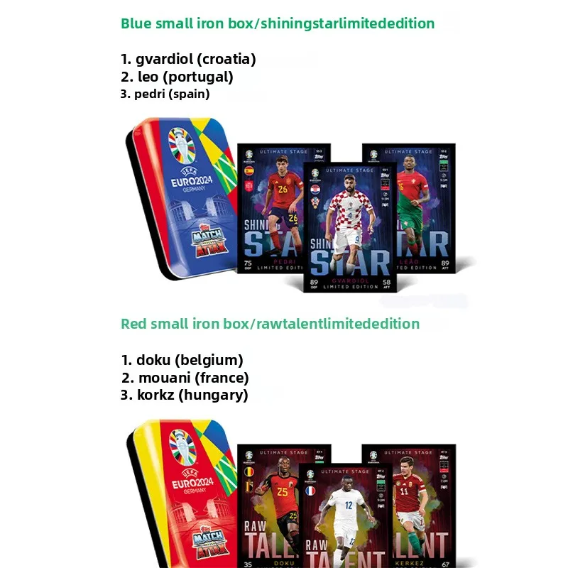 Caja de Cartas Coleccionables Topps 2024 UEFA Euro Match Attax Original, 28 Cartas + 3 Ediciones Limitadas, Regalo para Aficionados