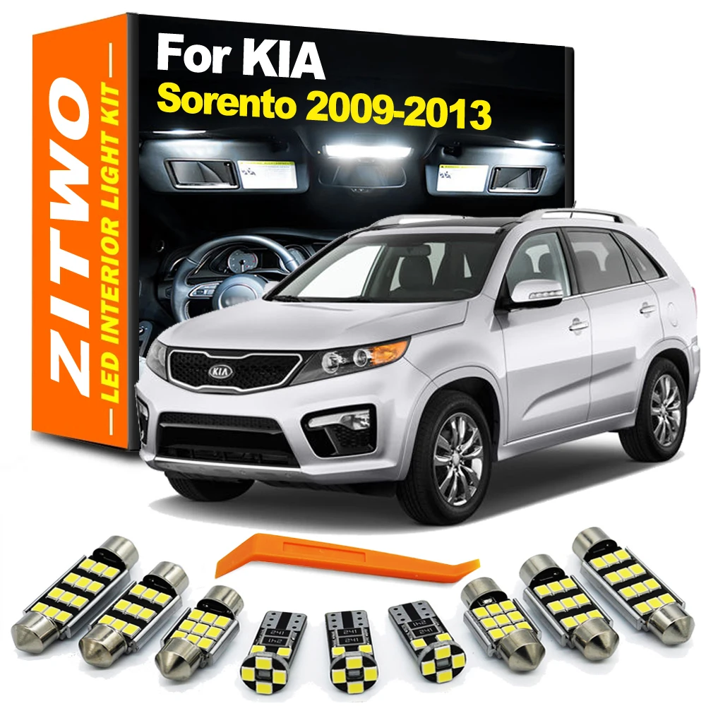 

ZITWO 11Pcs LED Bulb Interior Indoor Dome Reading Trunk Light Kit For Kia Sorento 2009 2010 2011 2012 2013 License Plate Lamp