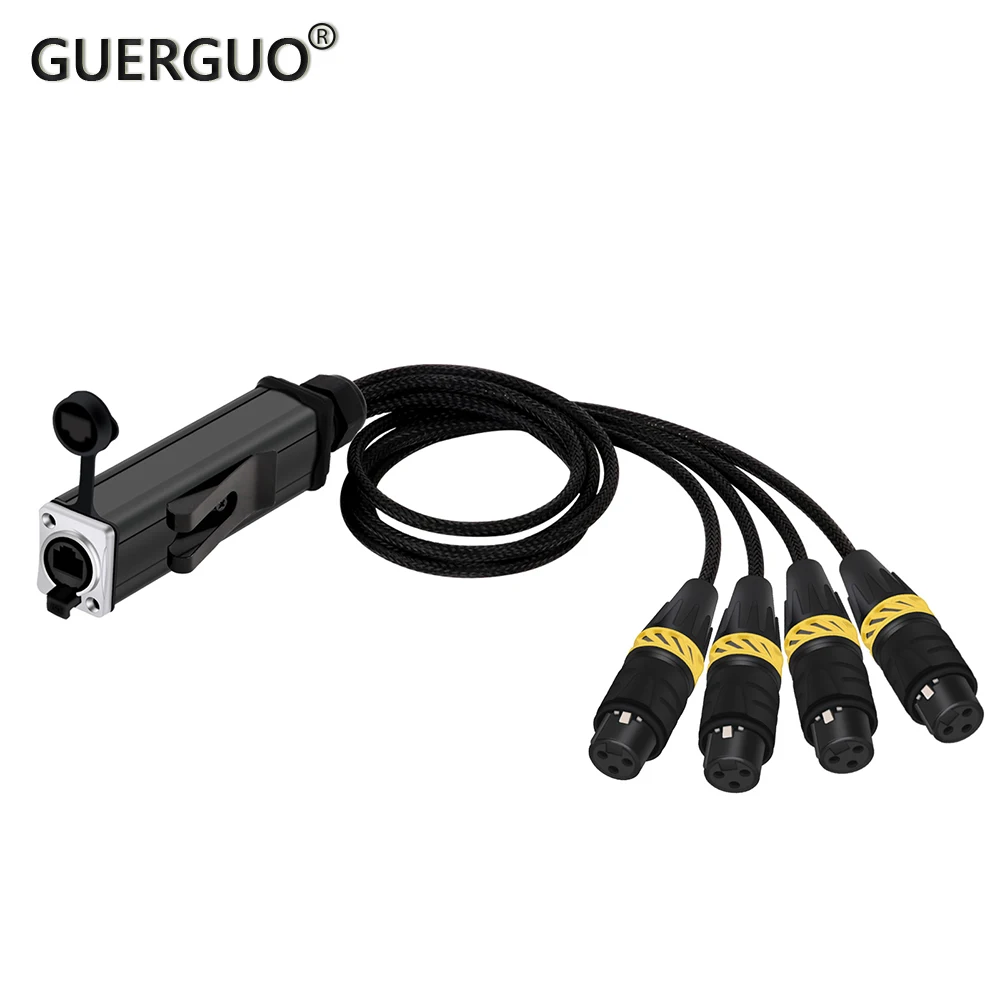 Audio Snake 4 Channel 3Pin XLR Extender Multi Network Receiver to Ethercon Cable,XLR Male/Female to RJ45 Female Braided Cable