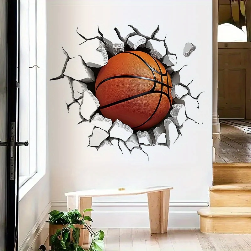 2D flat, 1-piece perforated soccer ball sticker, waterproof wall decoration sticker, suitable for home décor, can be applied to