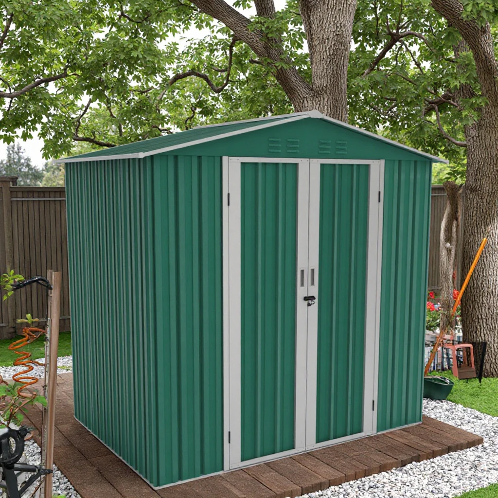 

6x8 DIY наборы для гаражного дома на открытом воздухе, легко собранные садовые навесы, водонепроницаемая прочная металлическая конструкция