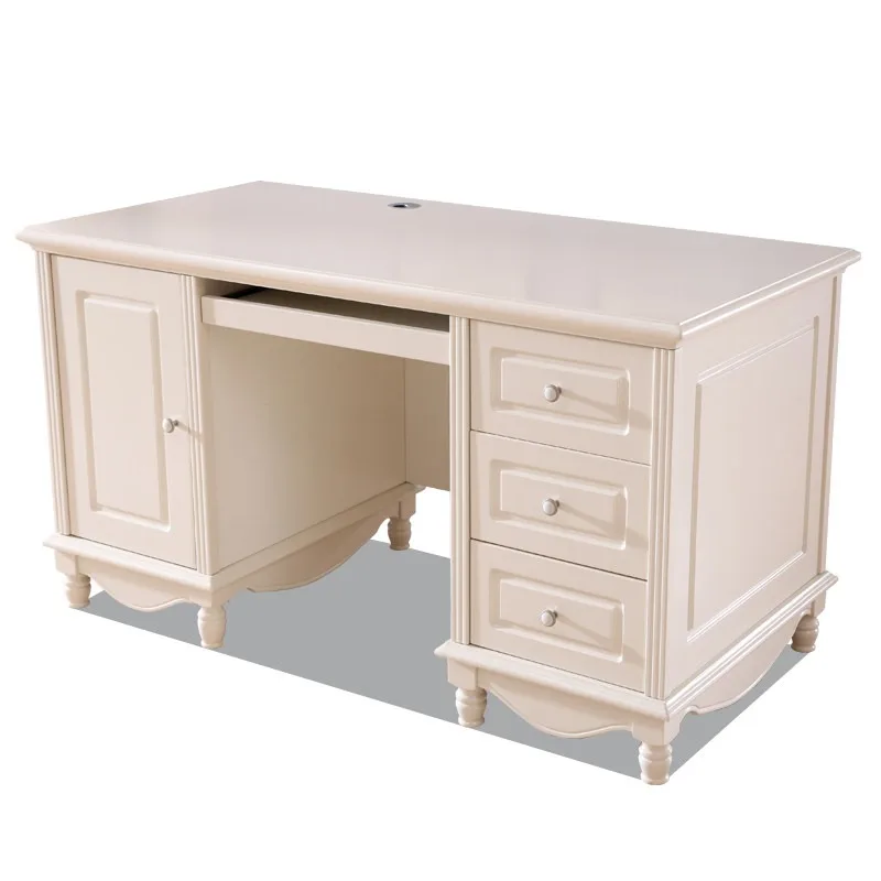 American computer desk Household small computer Desktop writing White solid wood Korean table