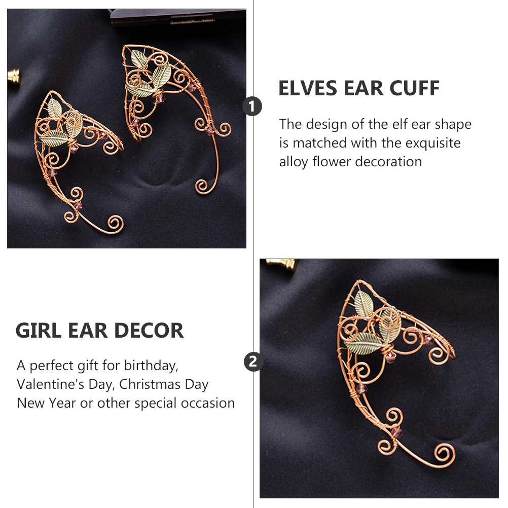 

2PCS Alloy Ear Clip Women Elves Cuff Non Piercing Jewelry Accessory Girl Decor Comfortable Enjoyment Style Anniversary Valentine