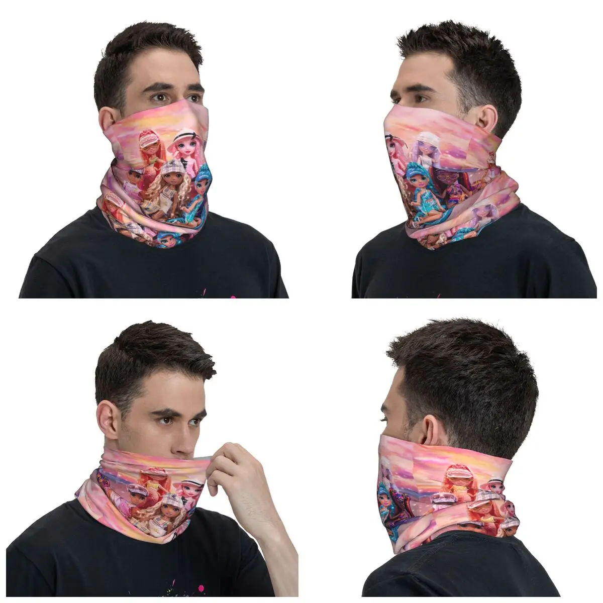 Rainbow High Bandana Neck Gaiter for Hiking Running Women Men Wrap Scarf Anime Cartoon Tv Balaclava Warmer