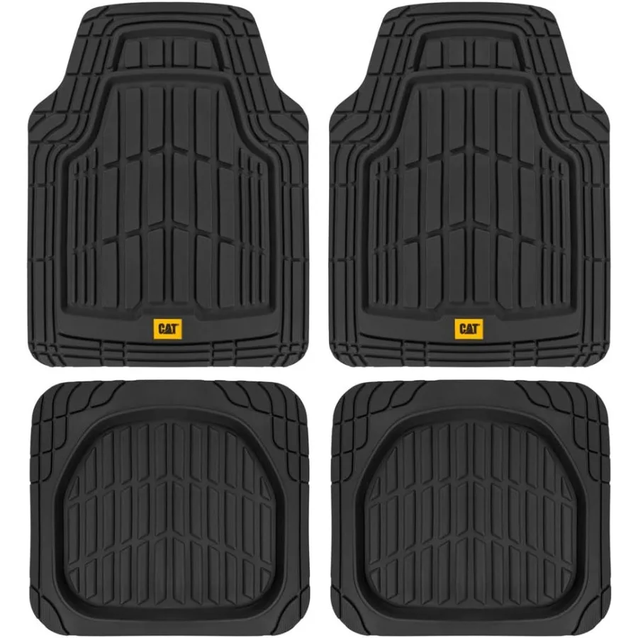 

ToughRide HeavyDuty 4Piece Black Floor Mats for Cars and SUVs Custom Fit AllWeather Rubber Floor Mat Set with Durable Protectio