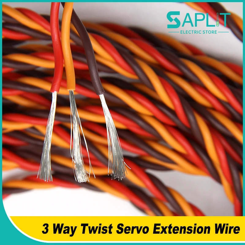 1 - 100M 3 Way Twist Servo Extension Wire 30/60 Core Flexible JR Futaba Twisted Cable 26/22AWG for RC Model Airplane Accessories