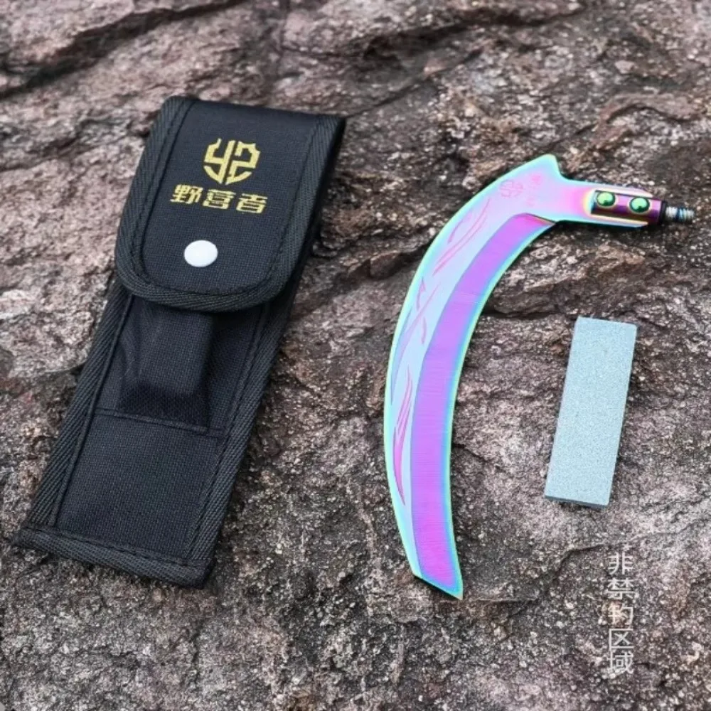 Thickened Manganese Steel Weed Cutter Sickle Free Sharpening Stone Sharp Blade Water Grass Sickle Serrated Edge