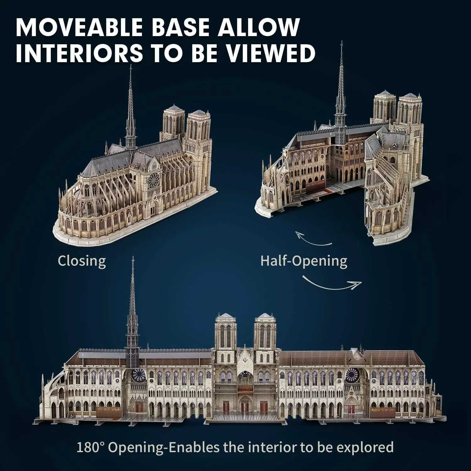 Puzzle 3D pour adultes, Kits de modèles d'église de Notre Dame de Paris mobiles, grand défi, cathédrale française, casse-tête, Architecture B