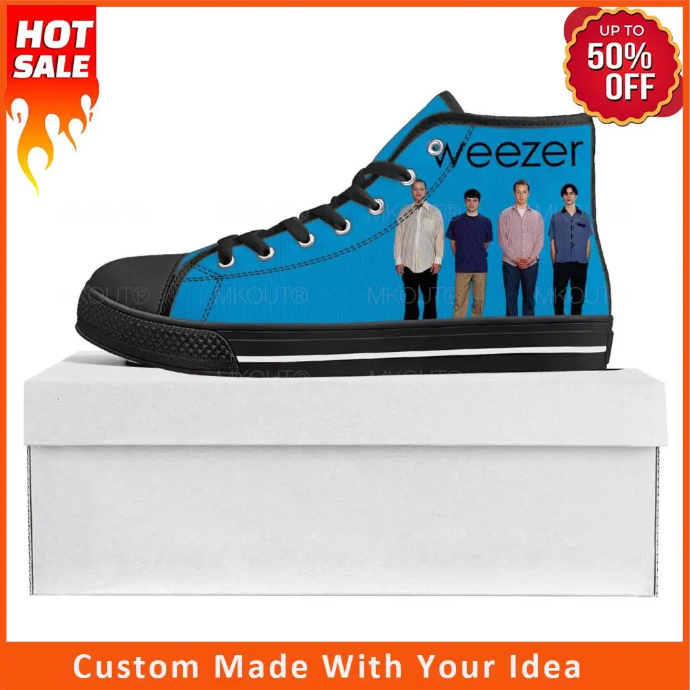 

Женские и мужские холщовые кроссовки Weezer, высокие кроссовки с рок-группой, повседневная обувь для пары, черные, на заказ