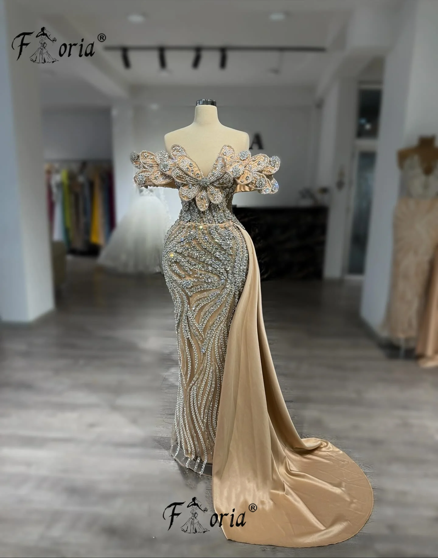 

Великолепное вечернее платье русалки из бисера от кутюр с кристаллами шампанского и 3D аппликациями Свадебные платья знаменитостей Robe de Soiree Элегантный гала