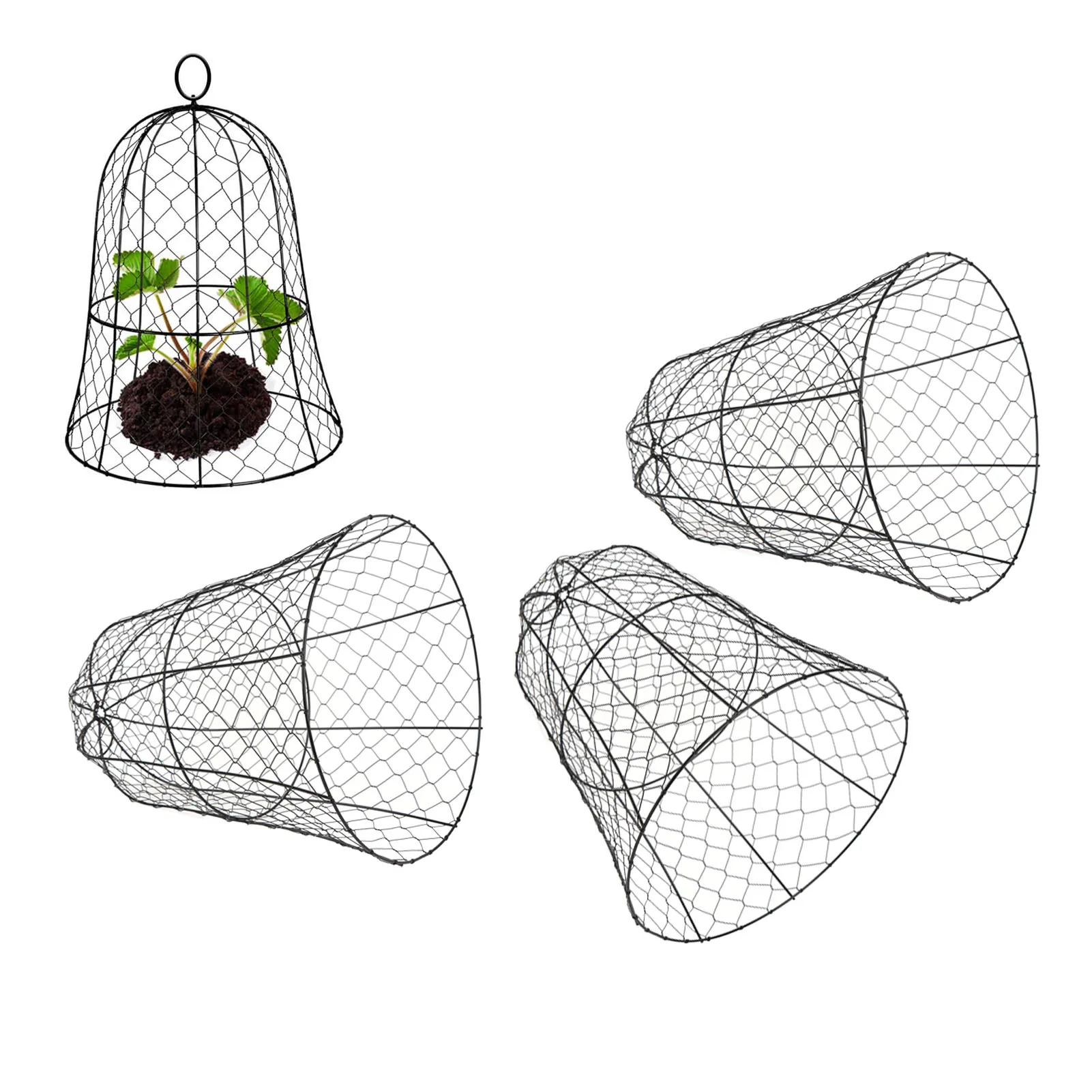 

10Pcs Black Garden Chicken Wire Cloche Thickened Construction Plant Protector Cloche Cover