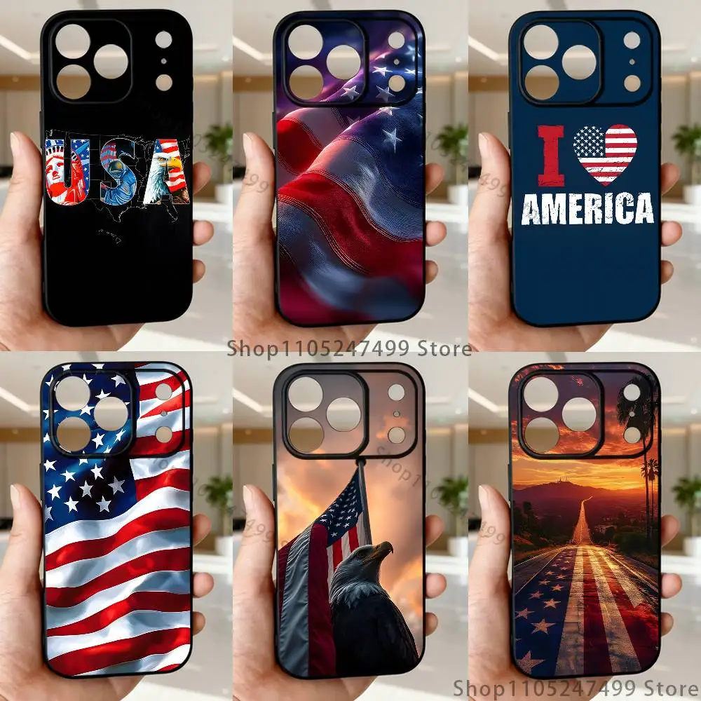 

America USA Flag Phone Case For iPhone 17,16,15,14,13,12,11,Pro,Max,Plus,E,Air,Mini Protective TPU Cover