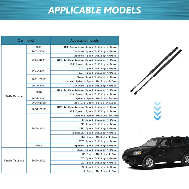 2Pcs/set Car Tailgate Trunk Gas Struts Springs For Ford Escape 2001-2012 Mazda Tribute 2008-2012 Lift Supports Shock