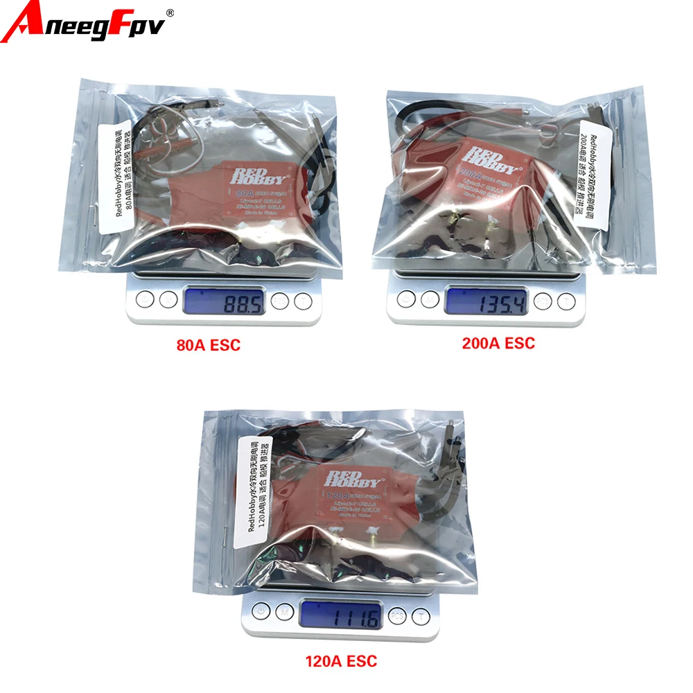 RedHobby Hélice subacuática neumática bidireccional sin escobillas refrigerada por agua ESC 80A 120A 200A para barco RC