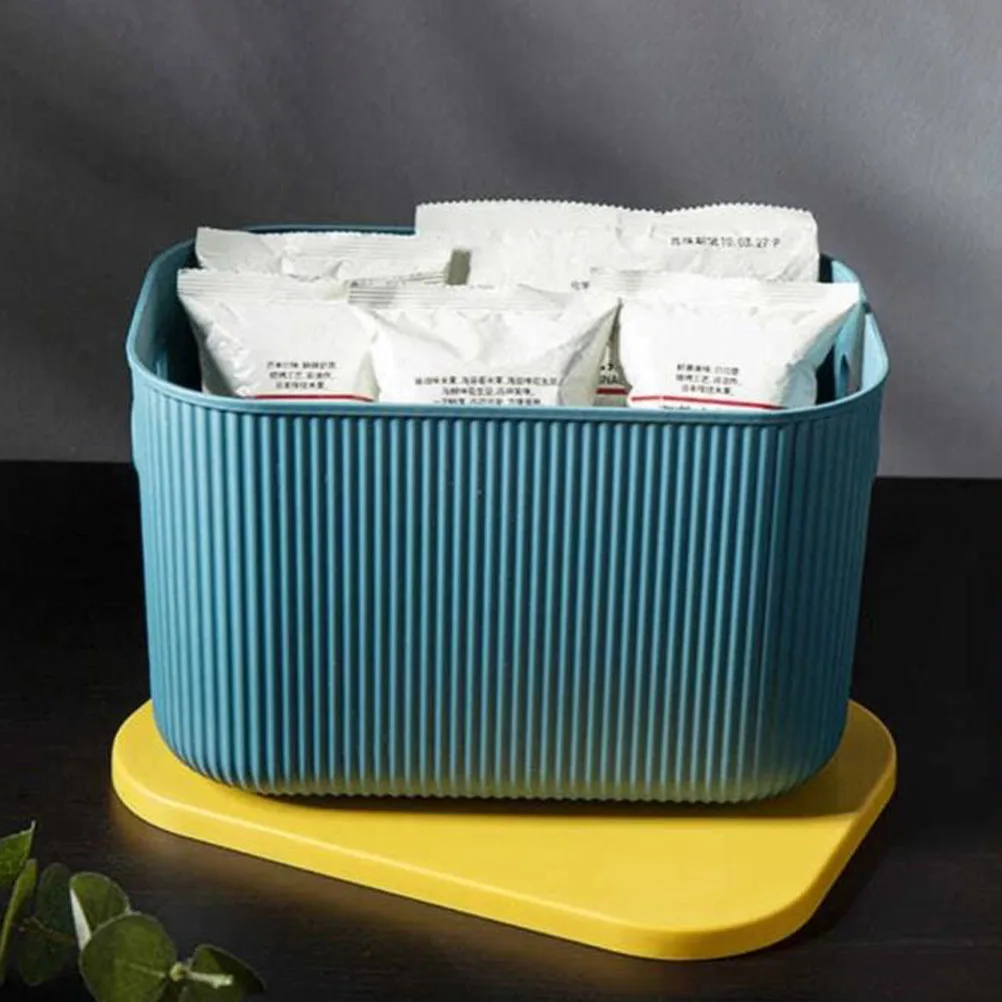 

Plastic Color Matching Storage Box Large Capacity Clothes Holder Lid Modern Style Home Organization Bathroom Bin Office