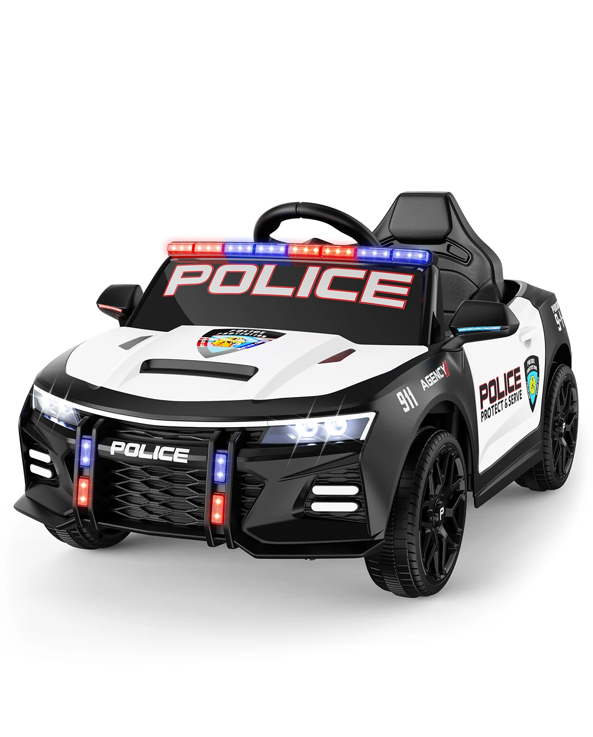 LIGIANT 12V enfants monter sur voiture de police avec télécommande, suspension 4 roues, sirène, lumières clignotantes, musique, AUX, sans fil