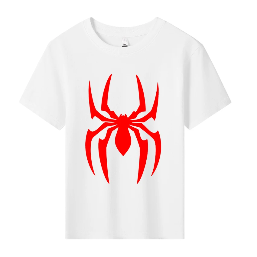 Summer New Children's Clothing Funny Cartoon Spider Print  Kids Clothes Boys Short Sleeve T-shirt Cotton Tops Tee Shirts
