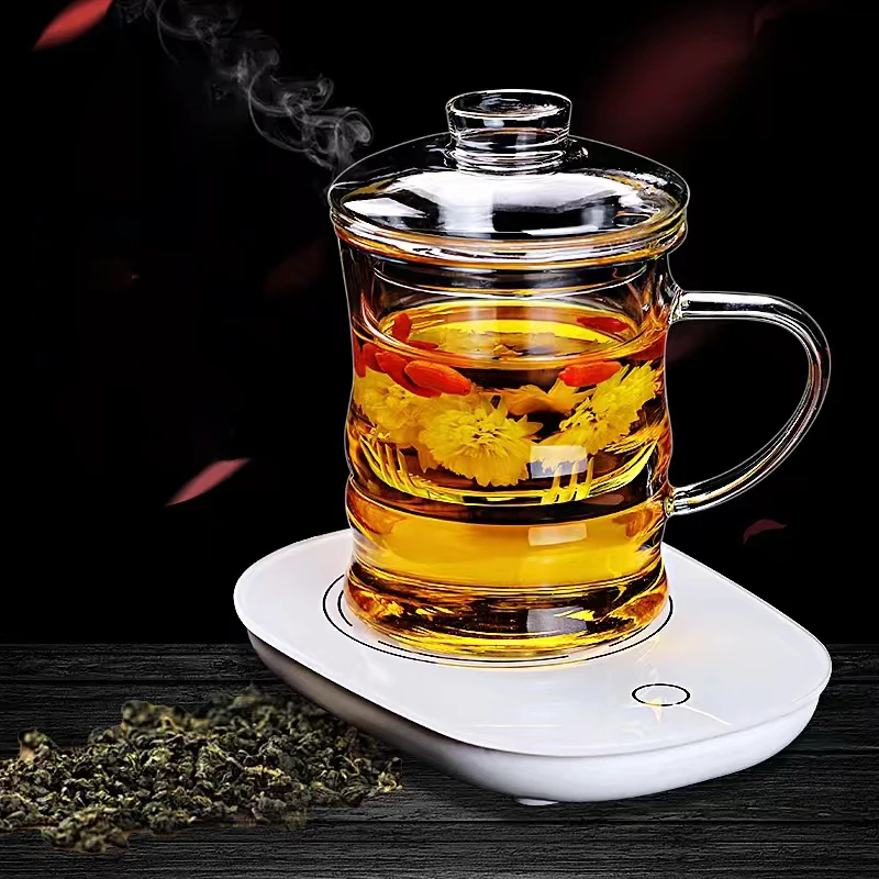 Thickened Clear Glass Household Teacups Bamboo Design High-end Office Teaware High Temperature Resistance for Stove Tea Filter