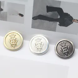 Vintage Gold Black Crown Pattern Round Metal Buttons Diy Craft Handmade Clothing Coat Suit Sweater Scrapbooking Sewing Supplies