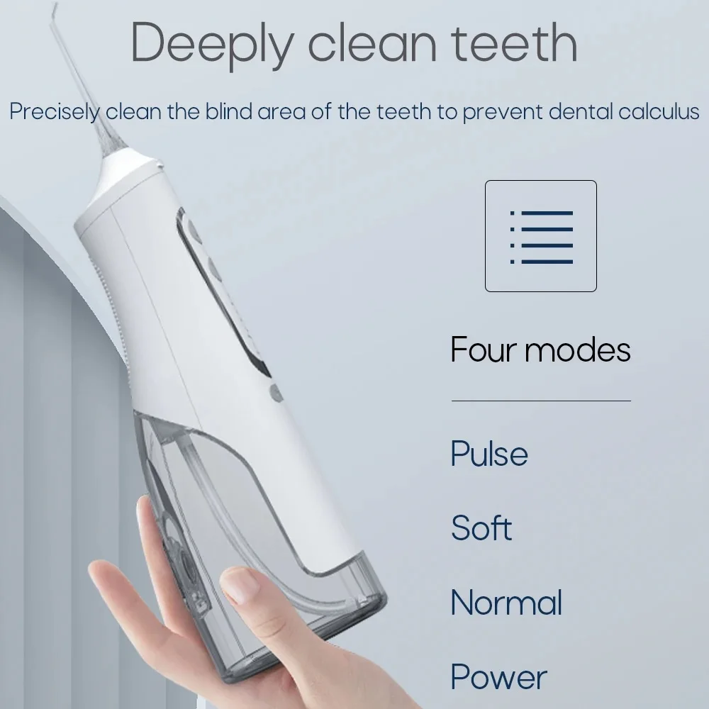 Water Flossers Rechargeable Cordless Oral Irrigator, 310ML Waterproof Dental Irrigator 4 Modes Portable Teeth Cleaner