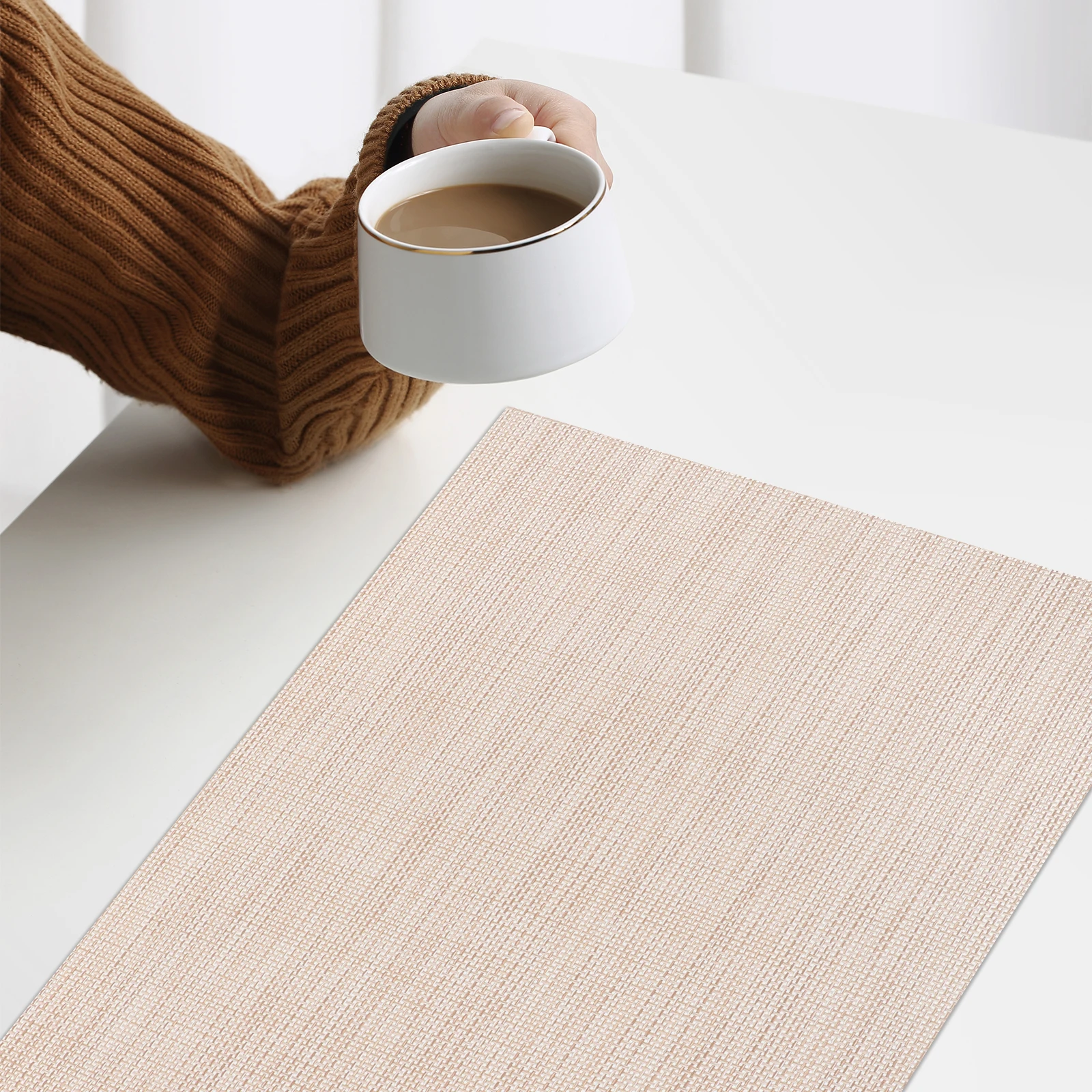 

6Pcs PVC Placemats Heat Resistant Non-Slip Rectangular Dining Table Mats for Home Restaurant Kitchen Countertop Use