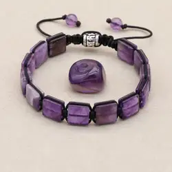 10MM Natural Stone Amethyst Chakra Braided Bracelet & Bangle Punk Women Friendship Charm Bracelets Handmade Couples Jewelry