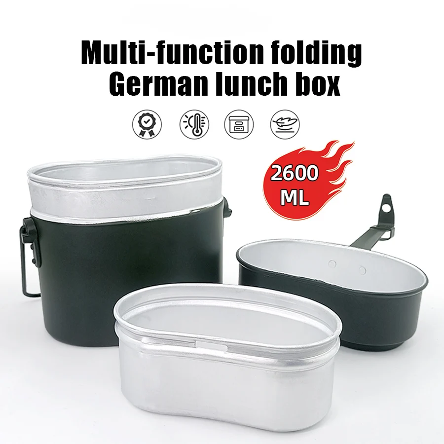 German Outdoor Aluminum Lunch Box Canteen Retro Double Deck Camping Equipment Steel Stainless Gear Tactical Accessories ﻿