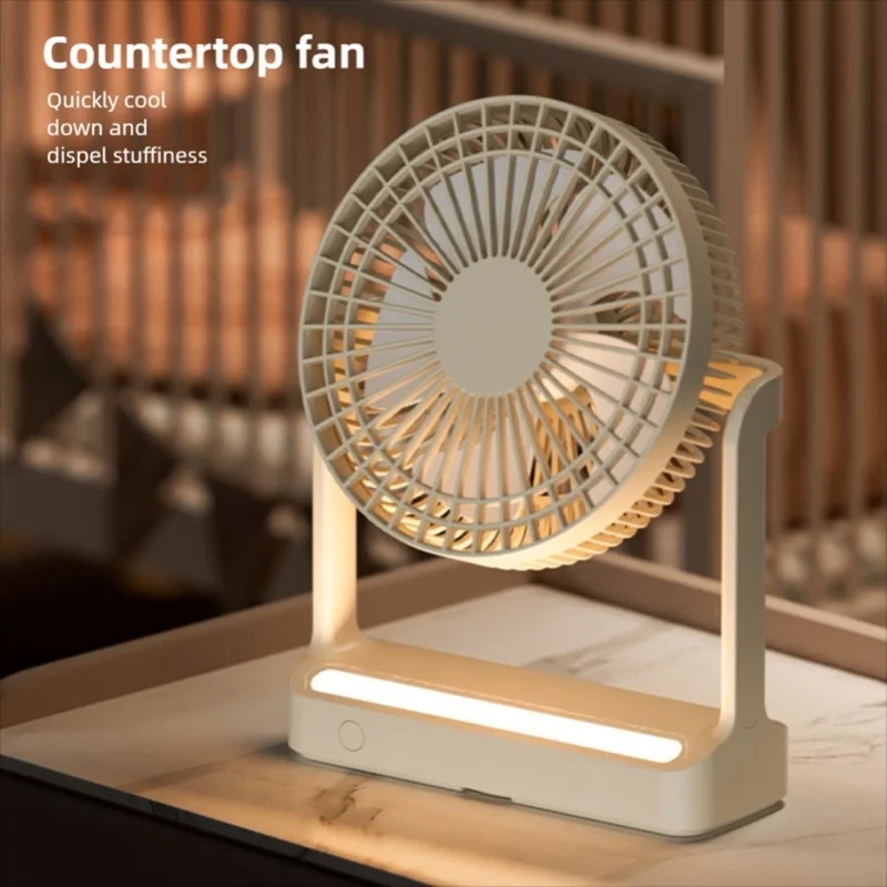 Hanging Hook Night Light Desk Fan Battery Operated 3 Speed Oscillating Table Fan Brushless Motor For Camp Kitchen
