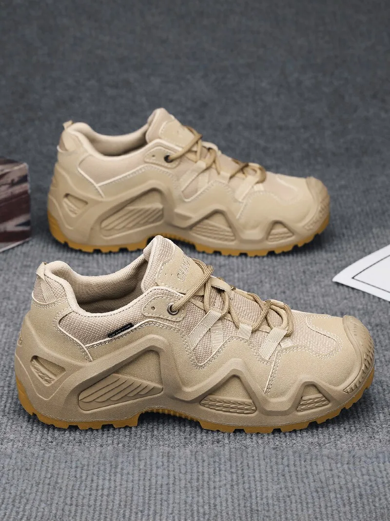 Men's Outdoor Climbing Shoes Anti-slip Wear-resistant Hiking Sports Work Safety Trendy Shoes Casual Style round Toe Rubber Sole