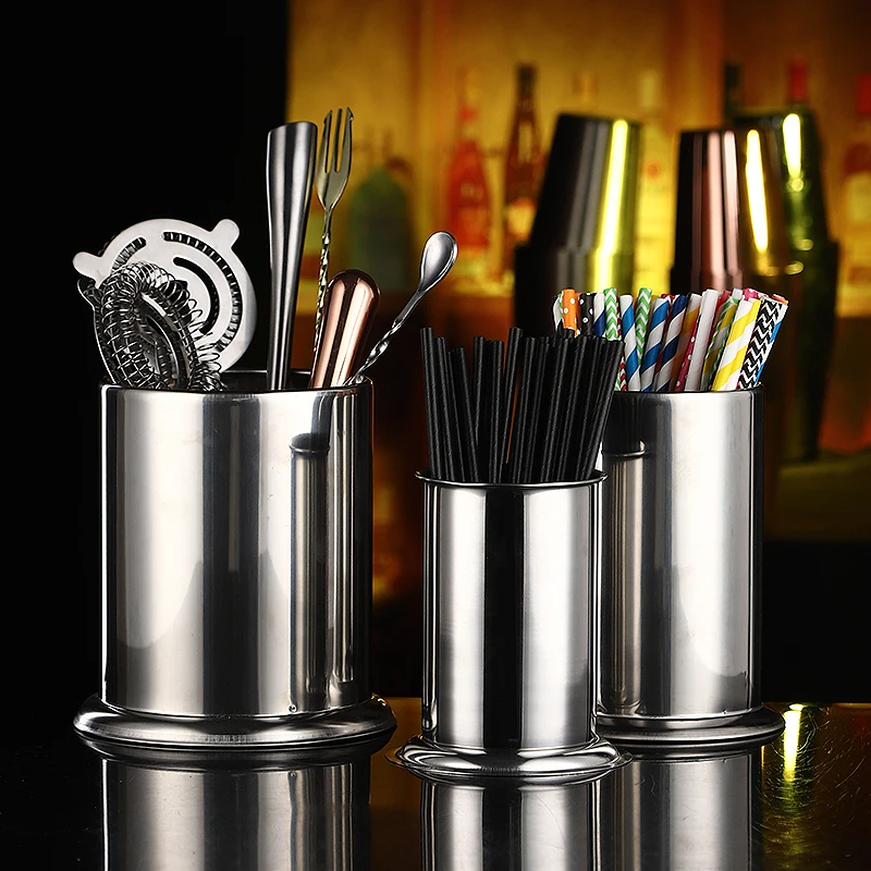 304 stainless steel storage barrel bar bartender milk tea shop straw storage barrel