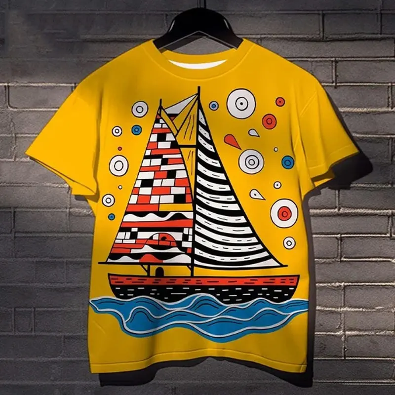 Fashion Fun Casual Painting Street Style Men T-shirt New Trend 3D Printed Harajuku Personality Hip Hop Round Neck Short Sleeve