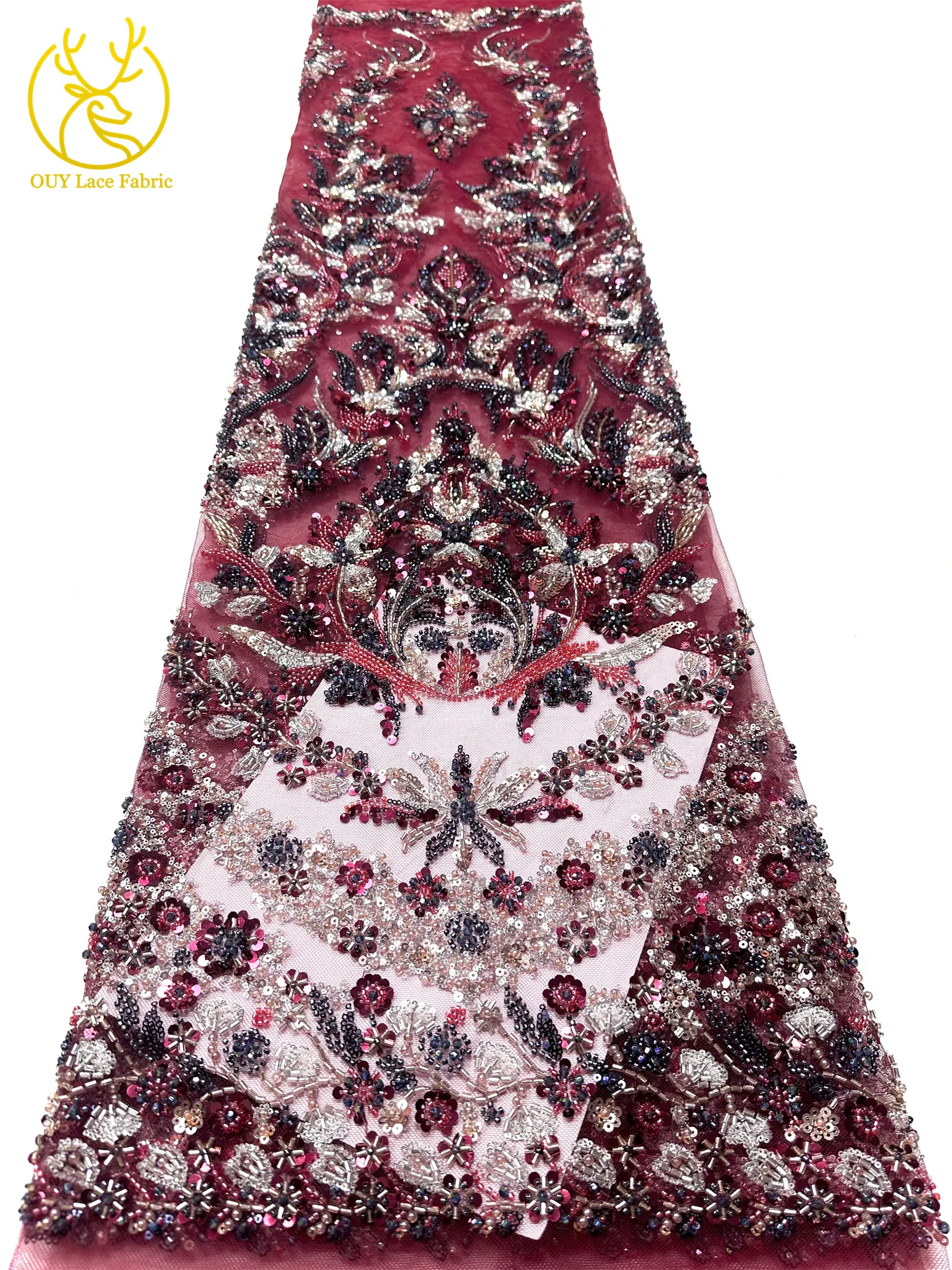 Luxuriöser Afrikanischer Spitzenstoff 2026 Hochwertige Französische Perlen-Pailletten-Spitze 5 Yards Nigeria Tüllspitze für Party- und Hochzeitskleider – Detail 20
