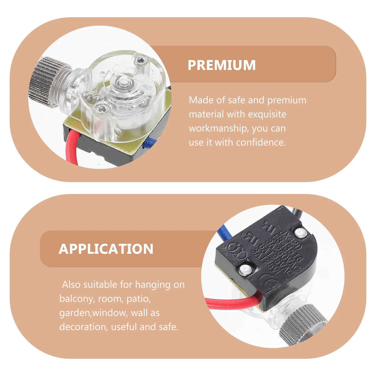 2 Buah Saklar Rantai Tarik untuk Kipas Langit-langit 3 Kabel Pengganti Perlengkapan Lampu Desain Kreatif Tahan Lama Rantai Tarik Rumah Hotel