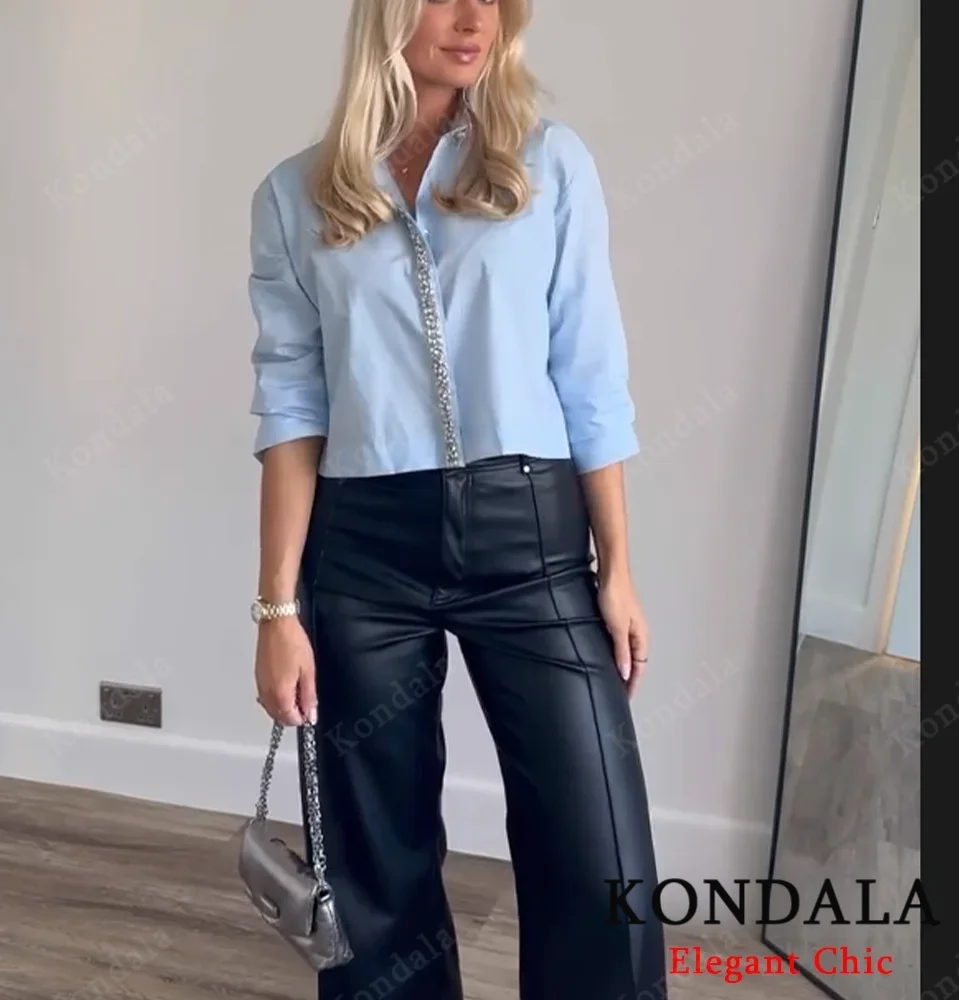 

KONDALA осенняя элегантная рубашка со стразами, женская ювелирная короткая рубашка из поплина, новинка 2025 года, модная весенняя романтическая рубашка Y2K