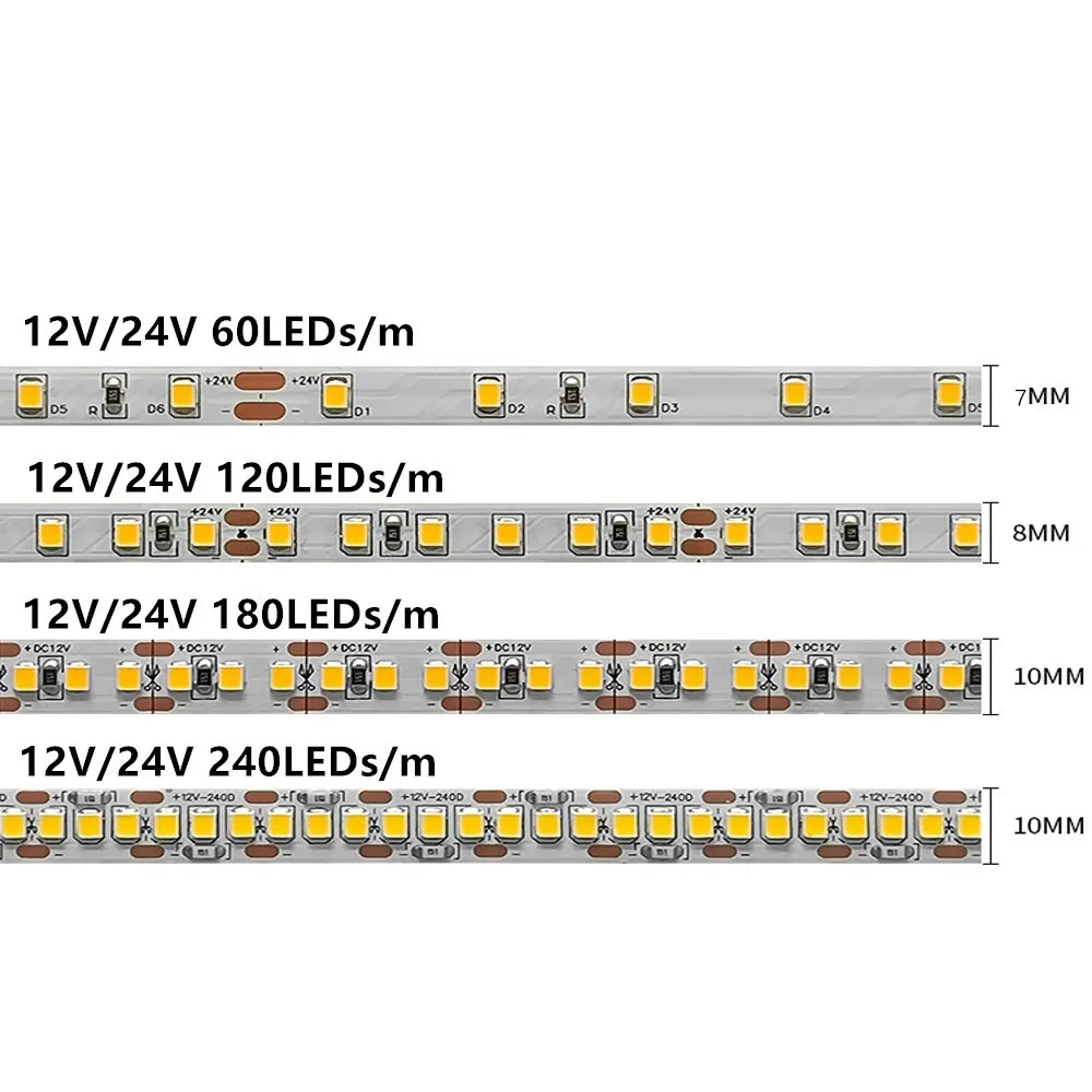 12V 24V LED pasek światła SMD 2835 elastyczna taśma 5M 60/120/240/480Led wodoodporna wstążka LED światło RGB wystrój pokoju biały ciepły biały