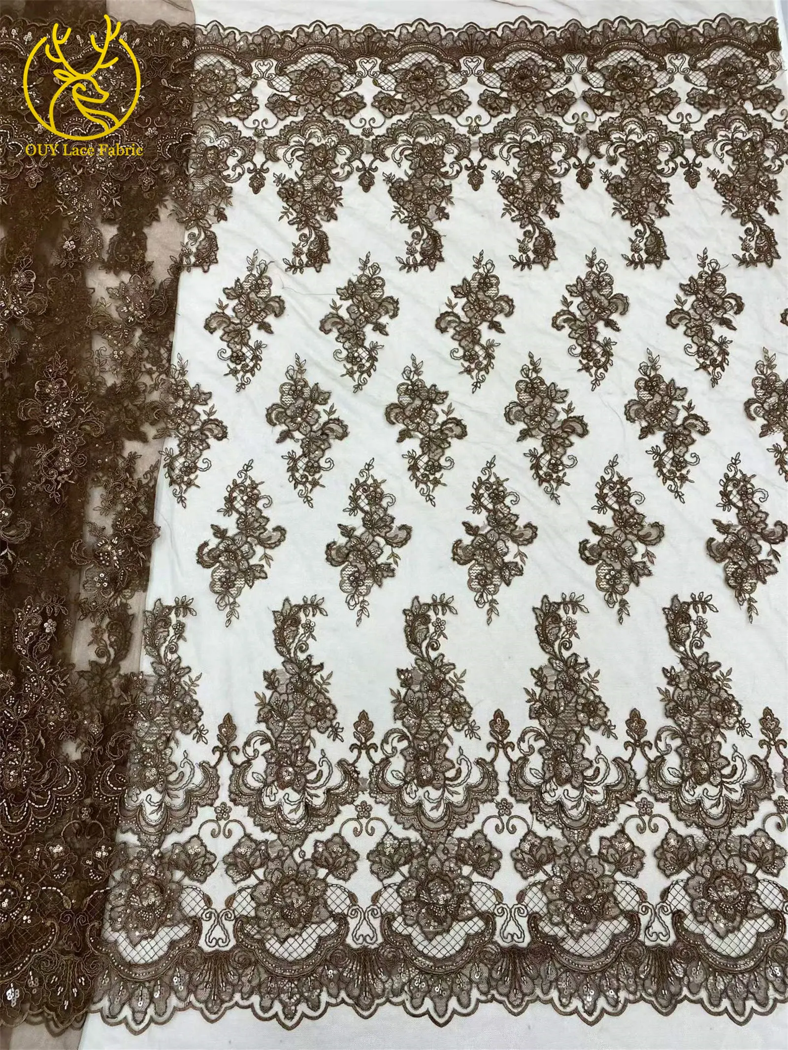 Neuer Stil Pailletten Perlen Stickerei Tüll Spitze Hochwertiger Französischer Netzstoff für 2026 Nigerianisches Braut-Abendkleid Nähen – Detail 5