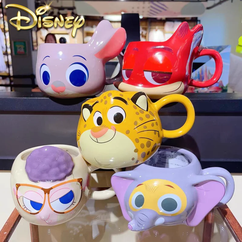 Disney Genuine Anime Ceramic Cup Zootopia Judy Hopps Rabbit Ears Profiling And Nick Wilde Cute Water Cup Cartoon Birthday Gift