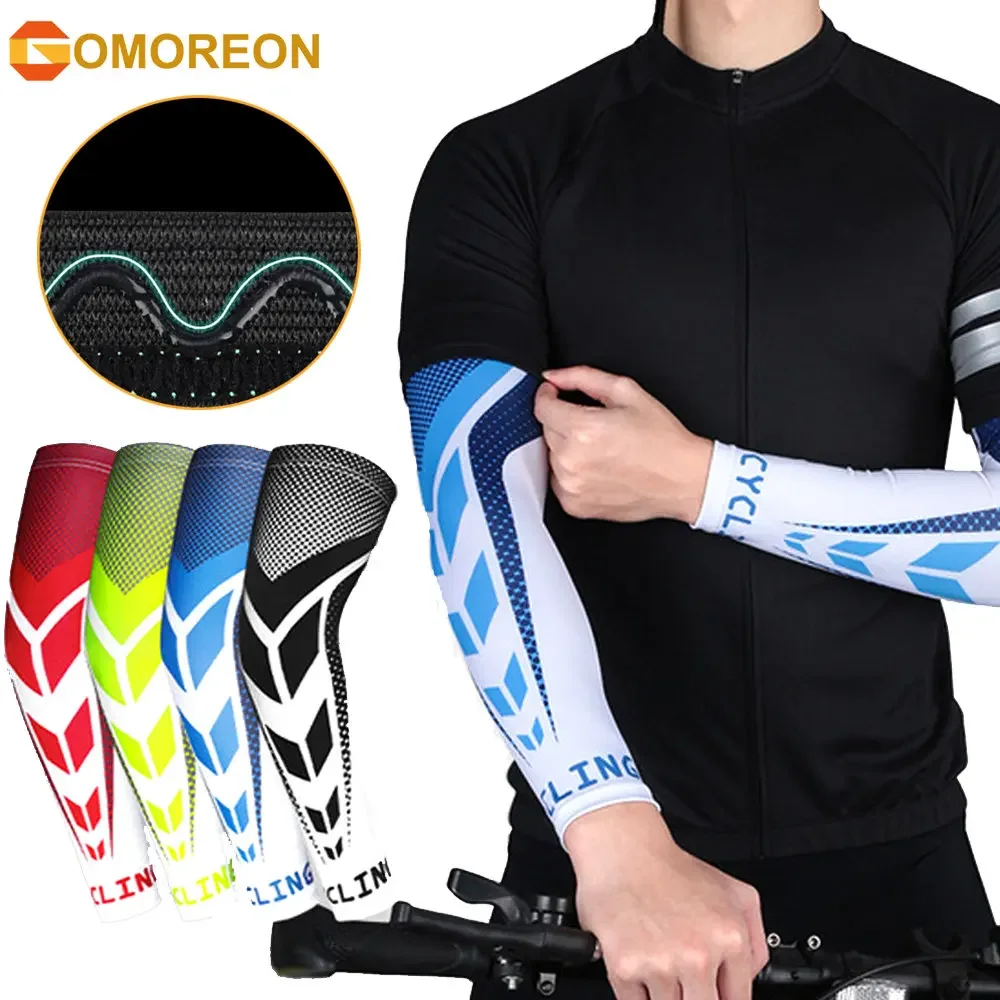 GOMOREON 1Pair Cooling Arm Sleeves for Men Women Outdoor UV Protection Sports Sleeves for Cycling Basketball Football Volleyball