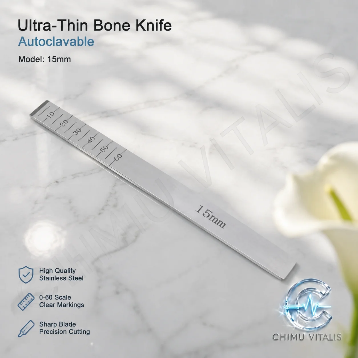 【CHIMU VITALIS】 Stainless Steel Graduated Precision Tool Multiple Sizes 4mm 6mm 8mm 10mm 12mm 15mm