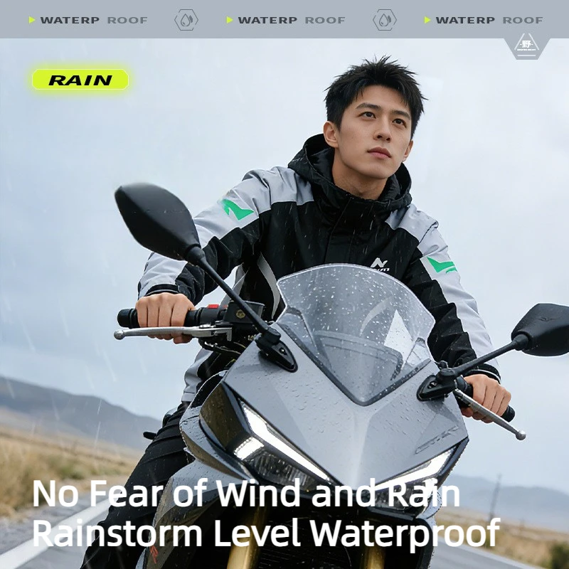

Мотоциклетный дождевой костюм для мужчин: водонепроницаемый, светоотражающий, для езды, раздельный (куртка и брюки), профессиональная защита для райдеров, снаряжение для сильного шторма