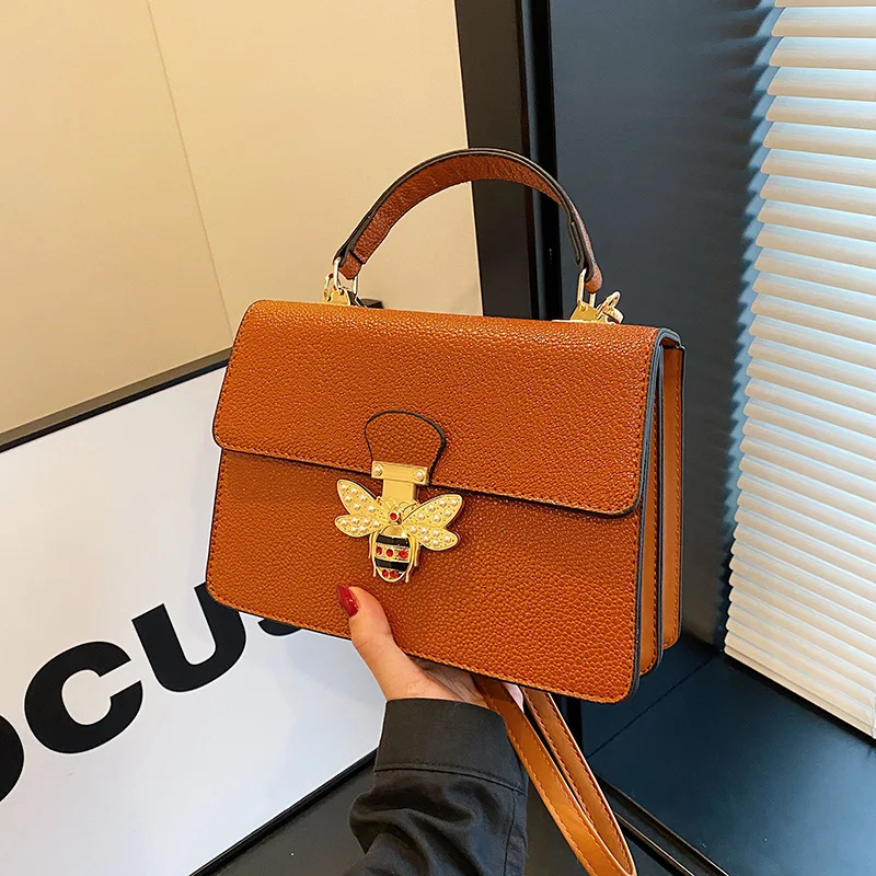 

Маленькая квадратная женская сумка с герметичным замком, винтажная регулируемая сумка через плечо из искусственной кожи, ручная сумка для ежедневных поездок на работу ​