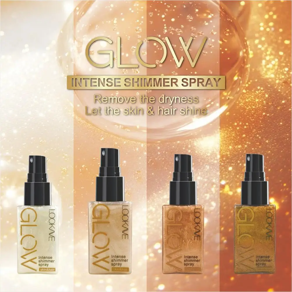 Pearlescent Glitter Spray Shimmer Oil Spray Bronzer Highlighter Liquid Setting Spray Illuminating Face Shimmer Long-lasting