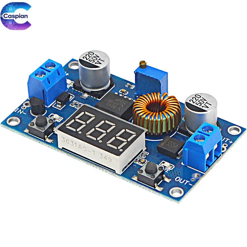 5A 75W DC DC Adjustable Buck Converter Power Module with Digital Voltmeter and Copper Pillars