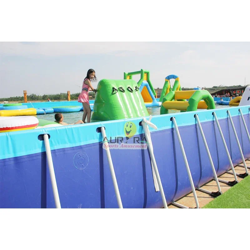 Portable metal PVC swimming pool Water Park Game Equipment Frame Swimming Pool metal frame swimming pool