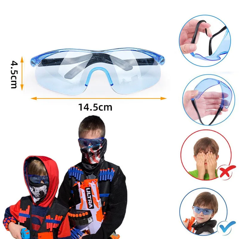 Wearable Outdoor Goggles Eyes Hlasses Clear Lens Children for Nerf Gun Accessories Game Toy Water Bullet Gun Wear Spectacles