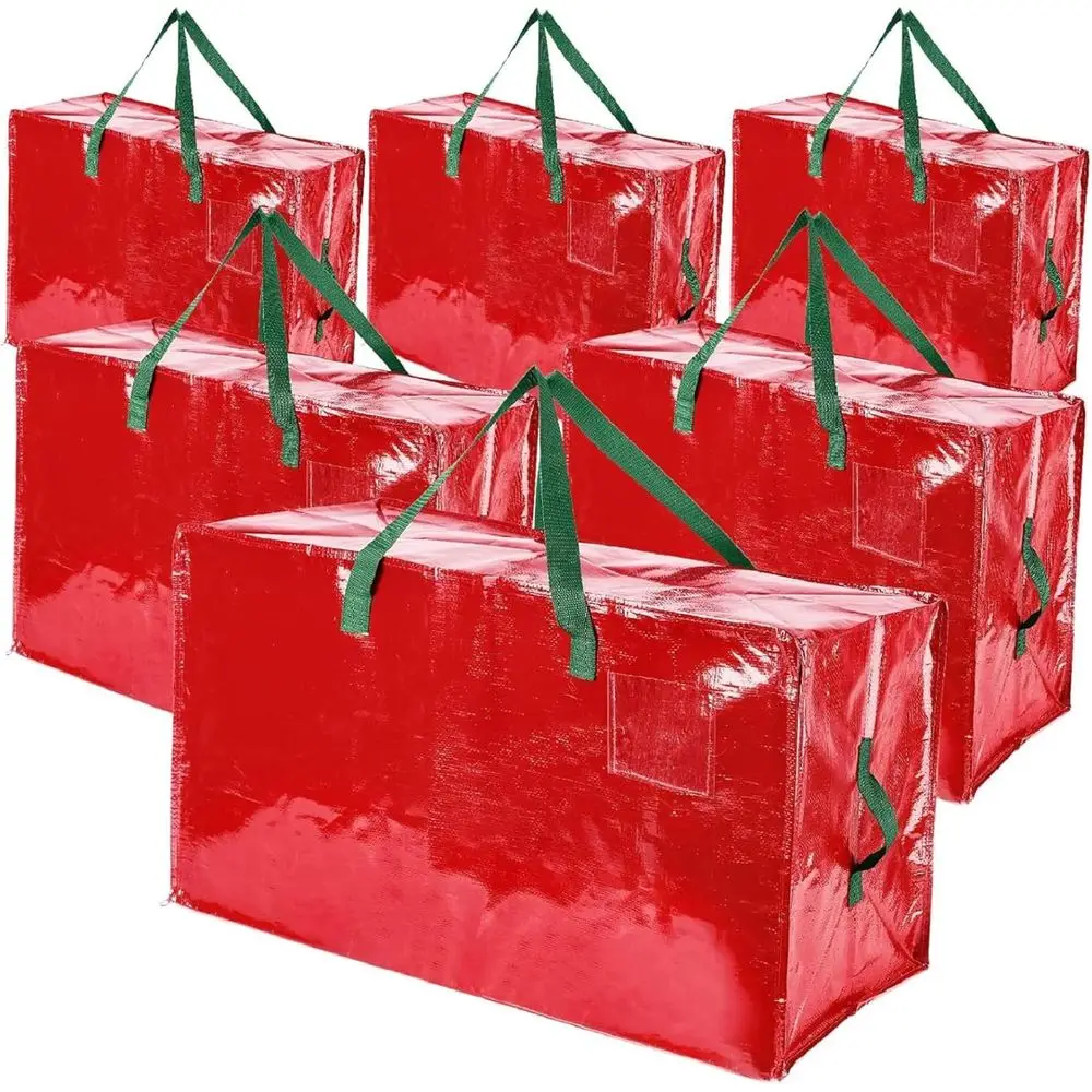 

Extra Large Heavy-Duty Christmas Ornament Storage Bags - 6 Pack, Ideal for Holiday Decorations and Moving