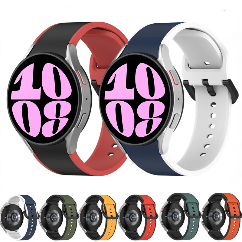 Silicone strap For Samsung Galaxy watch 4 5 6 40mm 44mm 45mm Sports Replacement Watch Strap For Watch 6 4 Classic 43mm 47mm 46mm