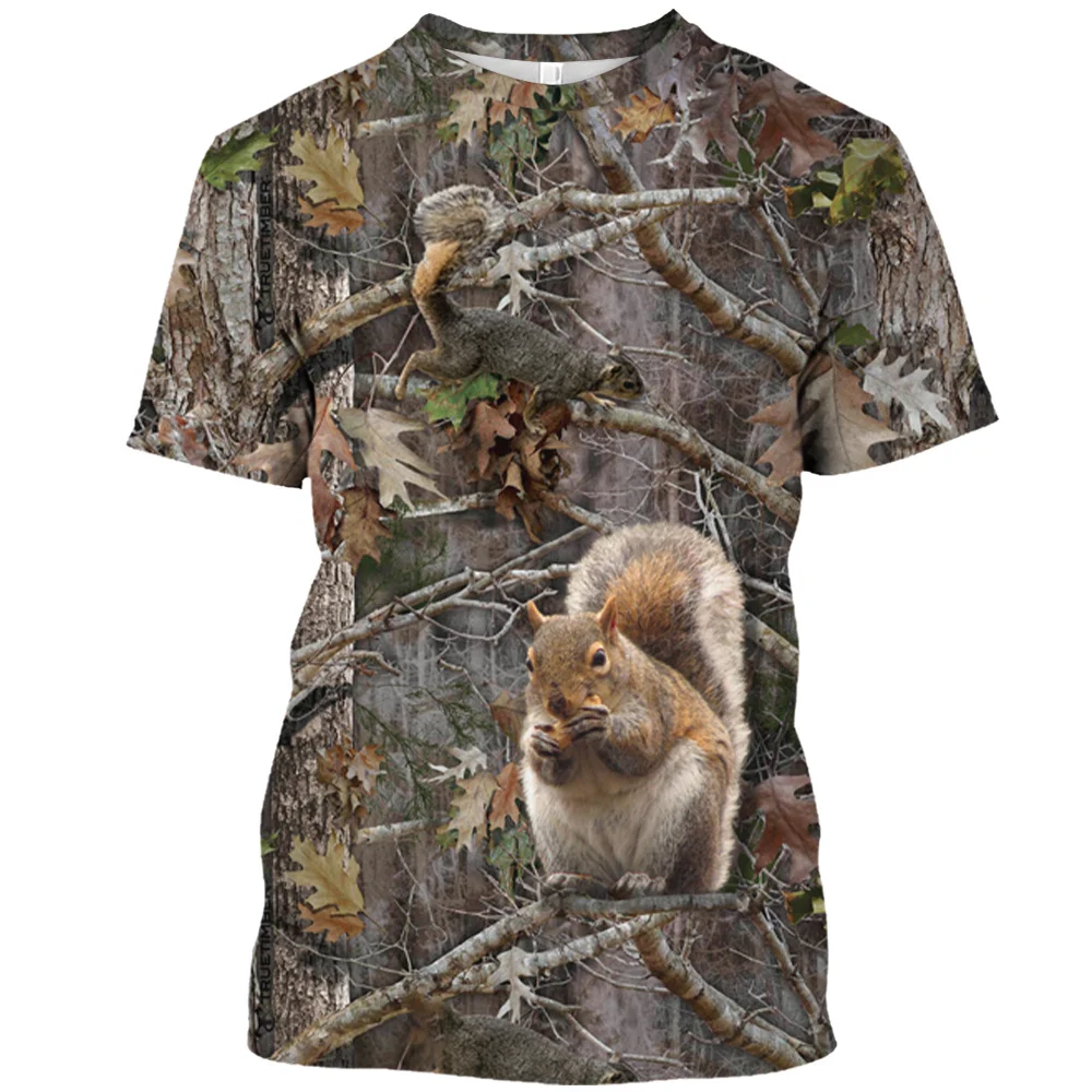 Vintage Camouflage Hunting T-Shirts Animal Print Tees Casual Oversized 3d T-Shirt For Men Streetwear Retro Short Sleeved Top